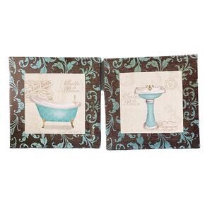 Bathroom Canvas Wall Decor, set of 2